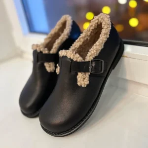 Anatomical Clogs Women Handmade Suede Winter Fur Lined