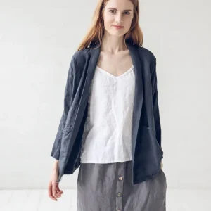 Loose Linen Cardigan: Women's Jacket With Pockets