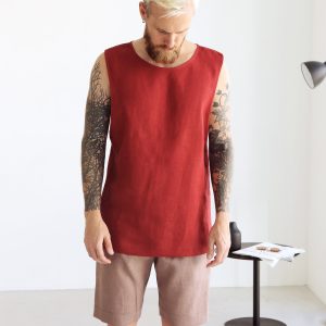Mens Sleeveless Linen T Shirt Singlet Summer For