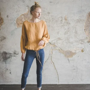 Linen Poet Blouse: Puffy Bishop Sleeve, Ethical Fashion Top