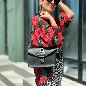 Boho Women Handbag Leather Shoulder Bag Black Crossbody