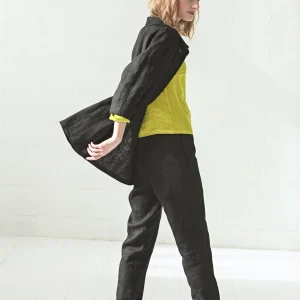 Casual Linen Blouse / Simple Round Neck Top / Long Sleeves Blouse