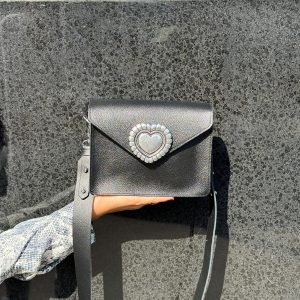 Black Handbag Leather Crossbody Bag Full Grain Purse